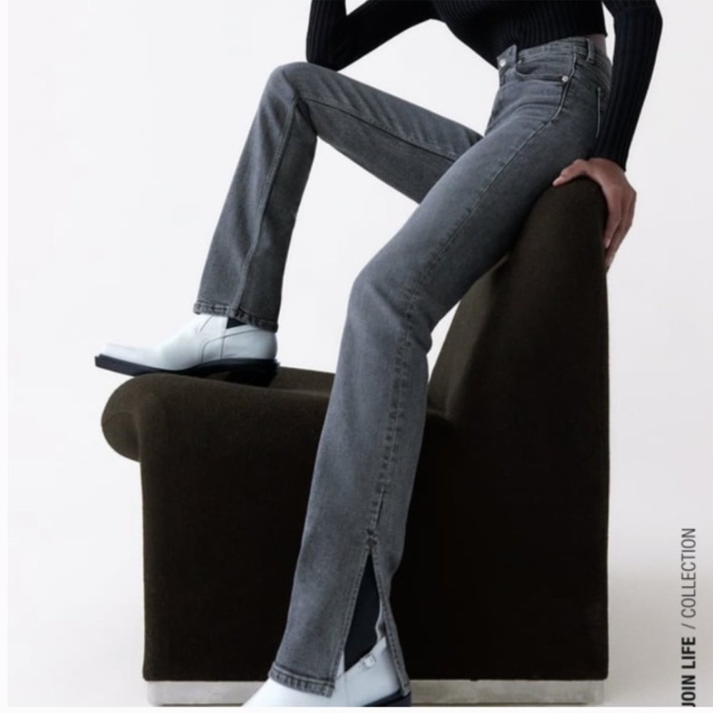 ZARA/ Split Skinny Jeans washed gray 2 NWT